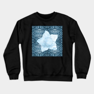 flower on white swirls and dots muted blue and teal for kids and nursery Crewneck Sweatshirt